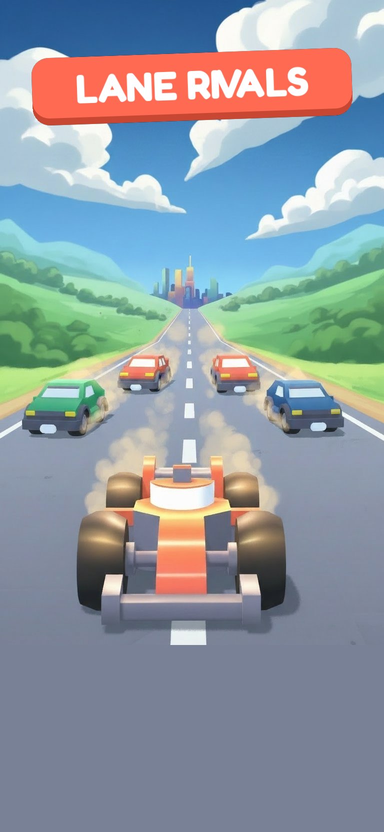Lane Rivals key art: four cars racing down a country road